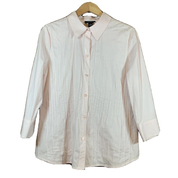 Alfani - Women’s Stretch Button Down 3/4 Sleeve Blouse - Size 16 - Pretty Pink - Picture 1 of 7